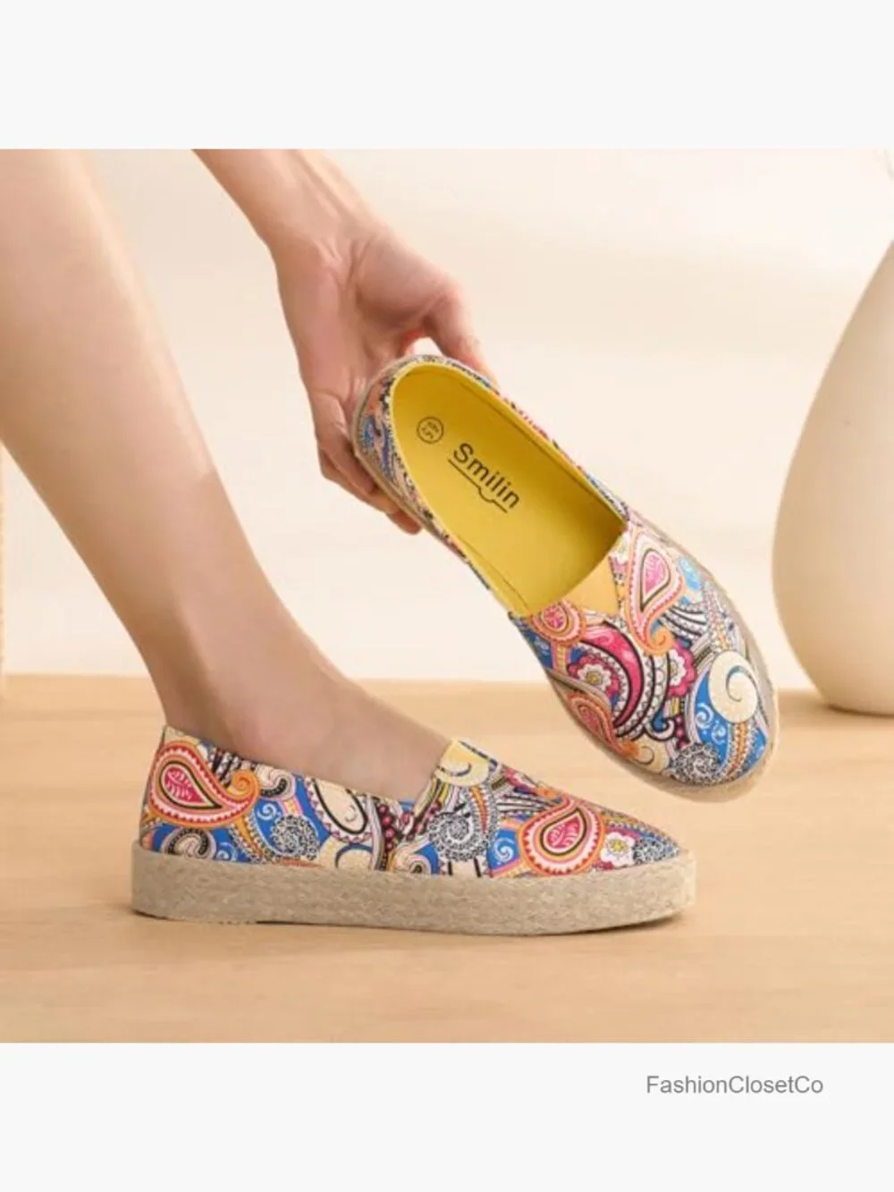 Canvas Espadrilles Flats Slip On Comfortable Travel Casual Shoes Memory Foam